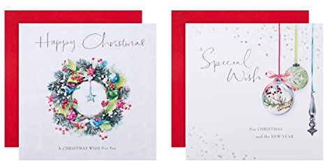 Hallmark Multipack Weihnachtskarten, Wohltätigkeitskarten, 16 Stück in 2 Lucy Cromwell klassischen Designs
