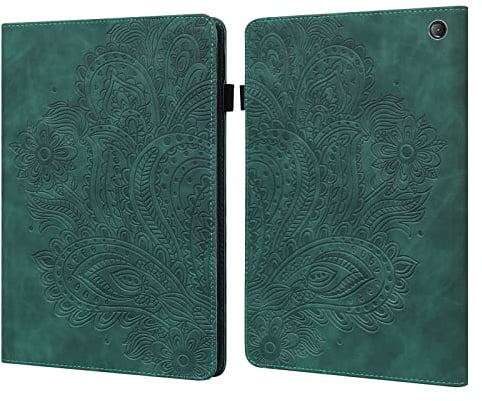 SNCLET Paisley in Rilievo Protettiva Custodia per Amazon Kindle Fire HD 7 2022 Caso Protection Shock-Absorption PU Pelle Libro Shockproof Case Supporto Custodia per Amazon Fire HD 7 2022 Verde
