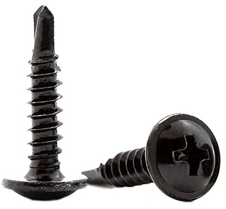 Lot de 50 vis autoforeuses à tête gaufrette en acier pour tôles métalliques, fenêtres de toiture (4,2 mm x 40 mm) Noir