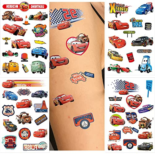 McQueen Car Kinder Temporäre Tattoos McQueen Car Racing Tattoo Stickers Set Party Favor Tattoo Aufkleber (4 Blätter)