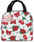 XVBCDFG Old School Rose Cherry Bow Print Bolsas de almuerzo para hombres y mujeres, fiambreras reutilizables aisladas, pequeñas bolsas de almuerzo Bento, fia