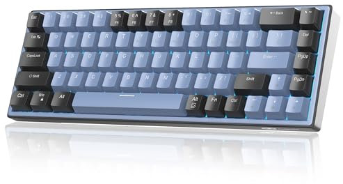 MageGee 60% Mechanical Gaming Keyboard, 68 Keys Compact Blue LED Backlit Gaming Keyboard, SKY68 Wired Ergonomic Mini Office Keyboard for Windows PC Gamer (Brown Switch, Black & Blue)
