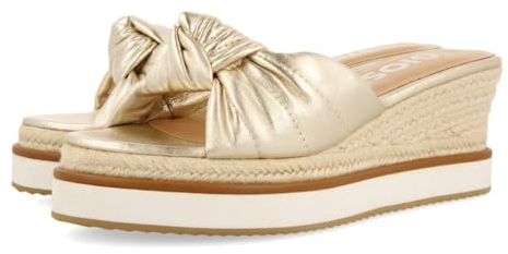 Sandalias Tipo Pala Color Platino con Detalle DE Nudo Y CUÑA para Mujer CAKRAN