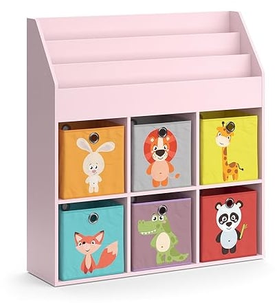 Vicco Kinderregal Luigi, Rosa, 107.2 x 114.2 cm mit 6 Faltboxen (bunt)
