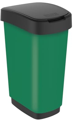 Rotho Twist Waste bin 50l with lid, Plastic (PP) BPA-Free, green, 50l (40.1 x 29.8 x 60.2 cm)