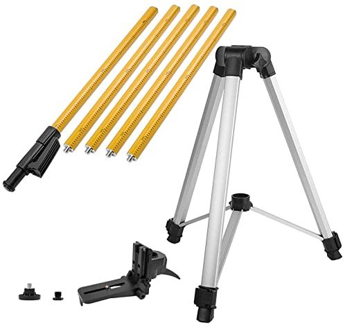 Professionelle Laser-Nivellierstange, verstellbare Teleskop-Laserstange mit Stativ und 1/4 Zoll x 20 Zoll Laserhalterung für Rotations- und Linienlaser, für Rotationslaser und Linienlaser