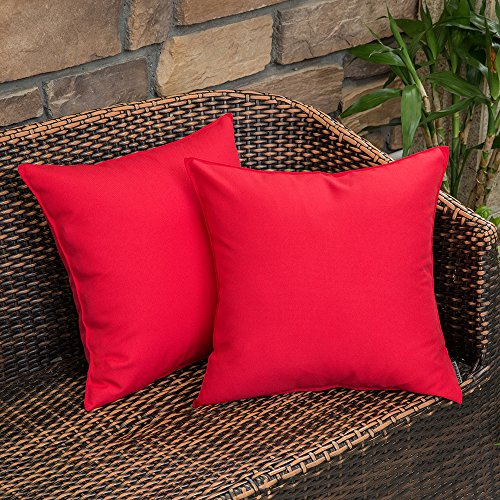 MIULEE 2er Set Outdoor Kissenbezug wasserdichte Kissenbezüge Sofakissen Dekorativ Couchkissen Wetterfeste Kissenhülle Zierkissen Bezug Weich für Sofa Couch Outdoor Garten Balkon 40x40 cm Rot