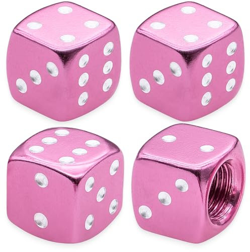 MEAJOO 4 Stück Aluminium-Reifenventilkappen, universelle Aluminiumlegierung, staubdichte Reifenventilkappen für Autos, SUV, LKW, Fahrräder, Motorräder, Fahrräder (Rosa)