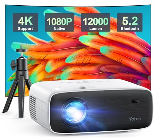 Videoproiettore, YOTON Y6 Proiettore 4K con 18000 Lumens Bluetooth 5.2, Altoparlanti Stereo, 1080P Nativo, Supporta la Riproduzione di Video 4K, Compatibile con Smartphone, PC, USB e Fire Stick