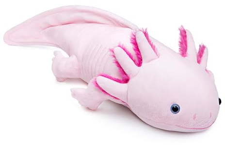 Tiny Heart Axolotl Stofftier Plüschtier 51cm/20” realistisches Axolotl Plüschtier schönes Tier niedliche und weiche Geschenke Plüsch-Axolotl für Kinder Jungen und Mädchen Axolotl Spielzeug Rosa