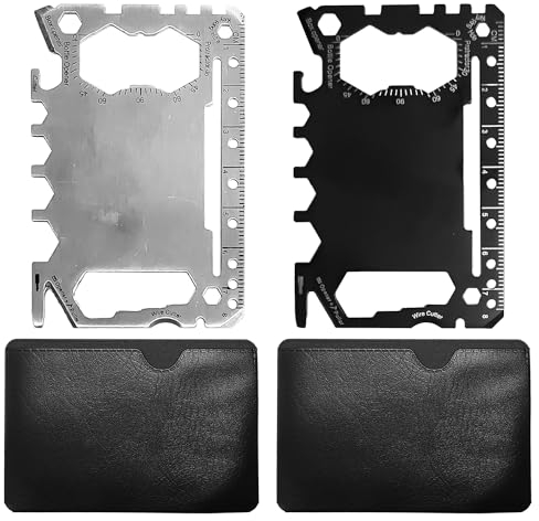 2-Piece Multi-Tool Card with 2-Piece Card Holder, Portable Gadget, 46-in-1 Multi-Tool Card, Outdoor Camping Tool Accessories, Gift for Men