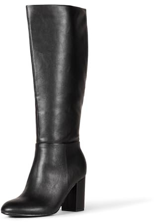 Amazon Essentials Stivali con tacco alto Donna, Nero Finta Pelle, 44.5 EU