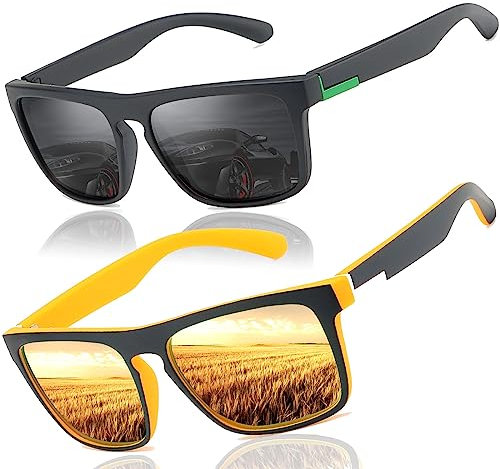 Lunettes de Soleil polarisées Homme Femme/Ultra légères Lunettes de Soleil 100% Anti Protection UV400 pour Conduite Pêche Sports