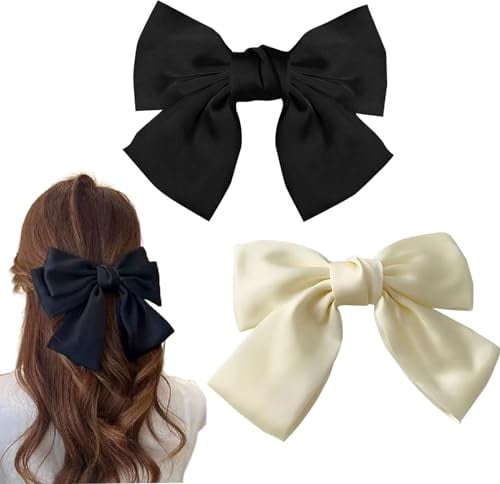 Tsathoggua 2 Pezzi Fermagli per Capelli con Fiocco, Mollette Capelli Donna Eleganti, Fiocchi per Capelli per Donna, Fermaglio per Capelli con Fiocchi di Raso, Accessori per Capelli Ragazze e Donne