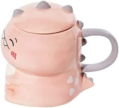 Tazas de café reutilizables Taza de cerámica de dinosaurio lindo de dibujos animados Taza de café pintada a mano creativa con cuchara Taza de agua para bebida de leche Linda (Color: Bg, Tamaño: 450