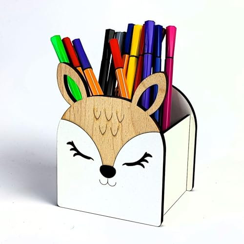 Craft Maestro Süßer Reh Förmiger Buntstiftständer/Stiftehalter für Kinderzimmer - Holz Organizer Mädchen/Jungen Geschenk