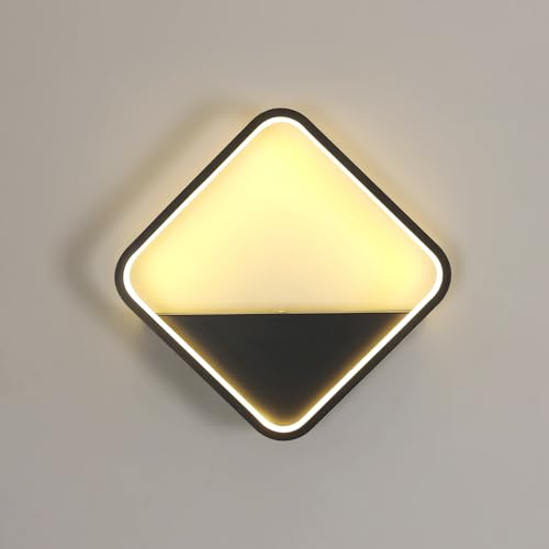 Riserva Wandleuchte LED Innen, 20W Wandlampe Quadratisch Moderne, Schwarz Aluminium Wandbeleuchtung für Wohnzimmer, Schlafzimmer, Flur, Arbeitszimmer, Cafe, 3000K Warmweiß