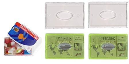 CANOCEA Lot de 4 Etuis Porte Carte Rigide Jaune et Transparent, Fabriqué en France idéal Cartes bancaires CB, Transport, Navigo, Carte Vitale, Etudiant, Professionnelle