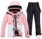 ALSOGO Damen Skijacke & Skihose Set Skianzug 2 teilig Schneeanzug Wasserdicht Warm Winterjacke mit Abnehmbare Kapuzen zum Skifahren Snowboarden Schneejacke Schneehose TY133PKW Schwarz,M