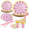 FAELNK Stoviglie per Feste Motivo a Righe Rosa e Bianco Set di Stoviglie per Feste Piatti Tazze Tovaglioli Cannuccia per 16 Ospiti Tavola Party Addobbi per Festa Compleanno