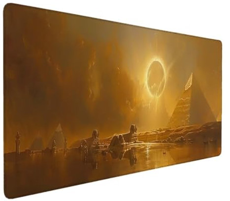 Tapis de Souris XXL Speed Gaming - 600 x 300 x 3mm - XXL - Grande Taille - Améliore la Précision et la Vitesse (Jaune Pyramide) Tapis de Souris Ergonomique, Tapis de Souris XXL Gamer et Bureau L-03