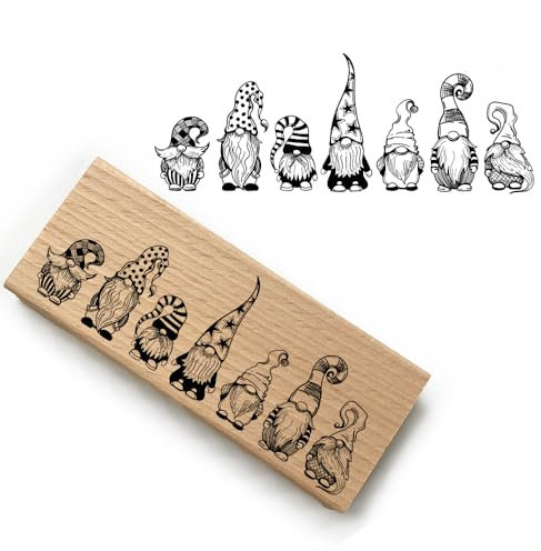 Weihnachtsstempel - Wichtel - Motivstempel aus Holz & Gummi zum Karten basteln, Weihnachten Stempel, Adventskalender (Wichtelgruppe)