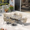 PURPLE LEAF Rivera Gartenmöbel Set 7-TLG PE Rattan Gartenmöbel Sitzgruppe Set 6 Stühle mit Tisch, Terrassenmöbel Außen Garten Essgruppe für 6 Personen, Champagner