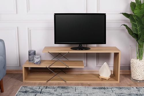 Hanah Home Support TV, mélamine, chêne, Taille Unique