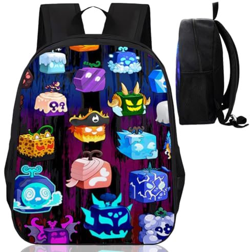 XNAUVOI Fruits Spiel Rucksack, Fruits Backpack, Kinder Rucksack, Game Schultaschen, Cartoon Backpack für Kinder Jungen Mädchen Schule Geschenke(30 x 13 x 40 cm)