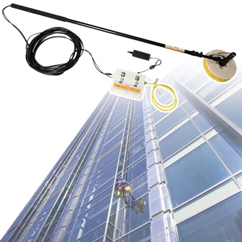 vnmudzeo Kits De Limpieza De Postes Alimentados por Agua De 18 Pies Y 24,6 Pies Giratorios, Lavadora De Placas Fotovoltaicas EléCtrica De Mano De 360 ​​RPM,7.5m-Wired