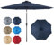 GOPLUS Parasol de Jardin Exterieur 3M, Parasol Inclinable 8 Baleines, Lumineux Solaire 24 LED, Manivelle, Anti-UV, Grand Parasol en Métal pour Plage Balcon Patio (Bleu Foncé,φ 300CM | Lumière LED)