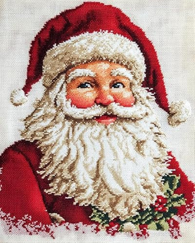 Wallphantom Weihnachten Stickerei-Kreuzstich-Set,Süßer alter Opa,Vorgedruckt Kreuzstich Set 11CT Stickbilder Zum Sticken Starter Set FüR Erwachsene Kinder AnfäNger,40x50cm