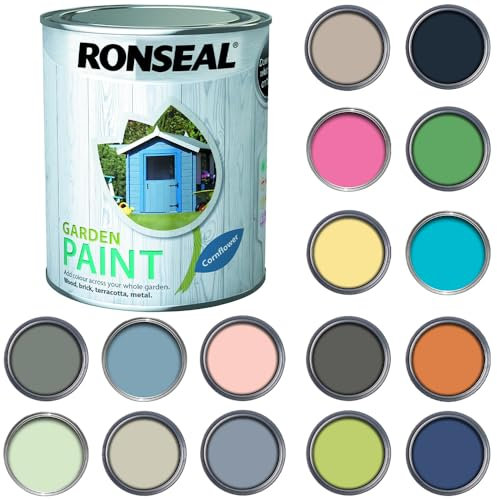 Q&H Garden Paint 750ml - Exterior Wood Paint - Waterproof & Weatherproof Outdoor Furniture Paint Tin - Long Lasting Fence Paints Matt Finish - Sheds, Benches, Woods, Stones Paint (Corn Flower)