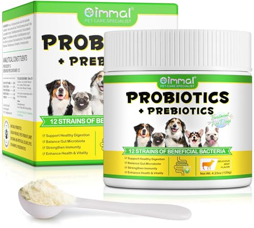 Probiotic Powder for Dogs with Prebiotics, Digestive Support for Dogs | 12 Strains & 5 Billion CFU per Serving, All-Natural Formula for Gut Health & Vitality (1 Pot, 120g)