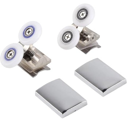 Twin Top Bottom Zinc Alloy Shower Door Rollers Runners Wheels 26mm Wheel Mute Silent Design Adjustable Up Down Installation for Shower Enclosures and Steam Cabins 304 Stainless