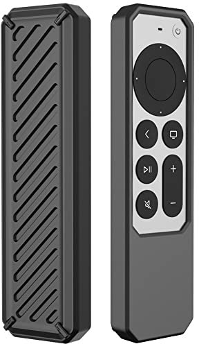 Coque de Protection en Silicone pour Apple TV 4K Siri (2021) Télécommande- Housse Anti-Dérapante et Anti-Choc avec Accès Complet aux Boutons & Installation Facile (Noir)