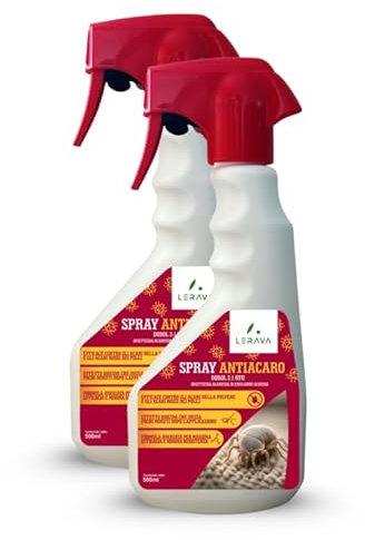 LERAVA® Spray Antiacaro per Materassi - 2x500ml - Anti Acaro Efficace per Letti, Divani e Tessuti, Antiacaro per Uso Domestico contro acari della polvere – anti acaro