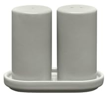 blomus Salz und Pfeffermühle -PILAR- | Mühlenset aus Keramik mit Untersetzer (Mirage Gray)