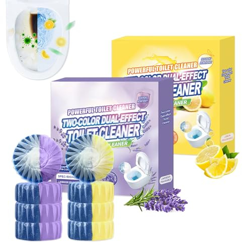 2 Boxen Spülkasten Tabs Wc Reiniger Tabs Wc Reiniger Tabs Extra Stark,Zitronen-Box Lavendel-Aroma,Geruchssicherung,Dauerhafte Wirkung,Entfernung von Schmutz,Kalk und Ablagerungen aus der Toilette