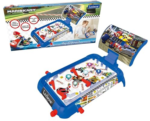 Lexibook Nintendo Mario Kart Flipper elettronico da Tavolo, Gioco d'azione e riflesso per Bambini e Famiglie, Schermo LCD, Effetti di Luce e Suono, Blu/Rosso, JG610NILXB