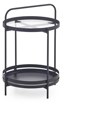 xonox.home – Couchtisch Glas 44x62x44 cm in Schwarz – Eleganter Beistelltisch mit Glasplatte, Metallgestell und 2 Ablageböden – Modern, robust & bietet praktischen Stauraum