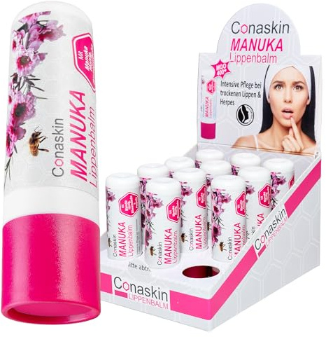 Conaskin MANUKA Lippenpflege (MGO400) | Intensiv-Pflege bei Trockenheit & Infektionen (z. B. Herpes) | 4.6 g Naturkosmetik | Tägliche Anwendung & Repair | Bienenwachs & Propolis