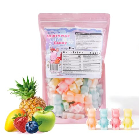 Gummy Glow Upgraded Edible Wax Candy Bears - Chewy Retro Sweets with 5 Fruity Flavours, 12oz Pack. Ideal for Parties, ASMR Snacks, Viral TikTok Treats & Novelty Vintage Treats