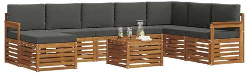 vidaXL Sofagarnituren 9 pcs Natur und Anthrazit Massivholz Akazie, Modernes Outdoor-Sofa Set, langlebige Sitzmöbel für Garten, Terrasse, Lounge und gemütliches Wohnen