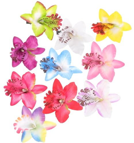 Orchideen aus Stück Gewebe 10 Haarspangen für Damen | Blumenmotiv, für Hochsteckfrisuren und Fotoshootings, Dekorativer Look, Vielseitig Nutzbar