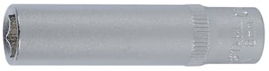 SW-Stahl 05430-8,0 Steckschlüsseleinsatz 8 mm - 1/4 Zoll Nuss Tief | Sechskant Einsatz, 50 mm lang, aus Chrom-Vanadium-Stahl, matt verchromt, für Außensechskant, Antrieb 6,3 mm Vierkant