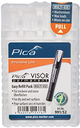Pica 991/52 Permanent Marker Minen/Ersatzminen | wasserfest, umweltfreundlich, wirtschaftlich, für diverse Materialien geeignet | Farbe: weiß, Durchmesser: 10 mm, Länge: 85 mm,