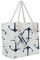 DonDon Strandtasche XXL mit Reißverschluss - Umhängetasche Damen, Shopper Tasche Damen im Beach Look mit Schulterriemen - Urlaub Must Haves Beach bag - Anker beige blau
