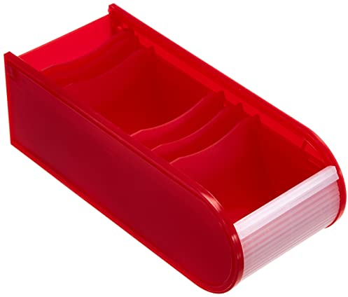 Wedo 2508002 Lernkartei A8, Rolloverschluss, 6 Stützplatten inkl. 100 Karten, 21, 7 x 9, 2 x 7, 3 cm Ice Rot