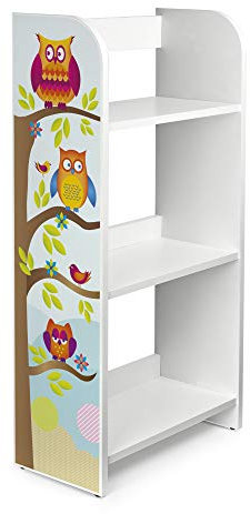Leomark Bibliothèque Etagere De 3 Casiers Meuble De Rangement Colour Blanc Motif: Motif Hiboux Chouettes Colorées Etagere sur des Livres, de Jouets